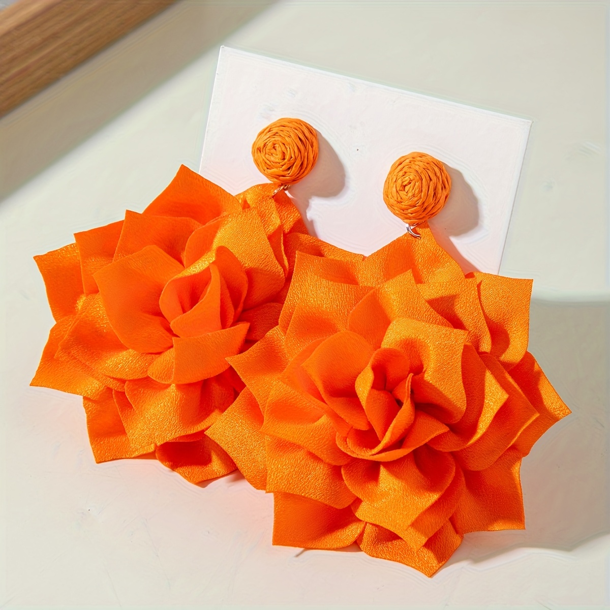 3D Flower Raffia Earrings for Women